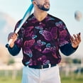 thumbnail image 4 of Fotbe Purple Butterfly Baseball Jersey Shirt for Men and Women, Casual Short Sleeves Button Down T-Shirt-X-Large, 4 of 9