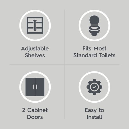 BETTER HOMES & GARDENS JULIET OVER-THE-TOILET SPACE SAVER CABINET, 2 ADJUSTABLE SHELVES, BLACK
