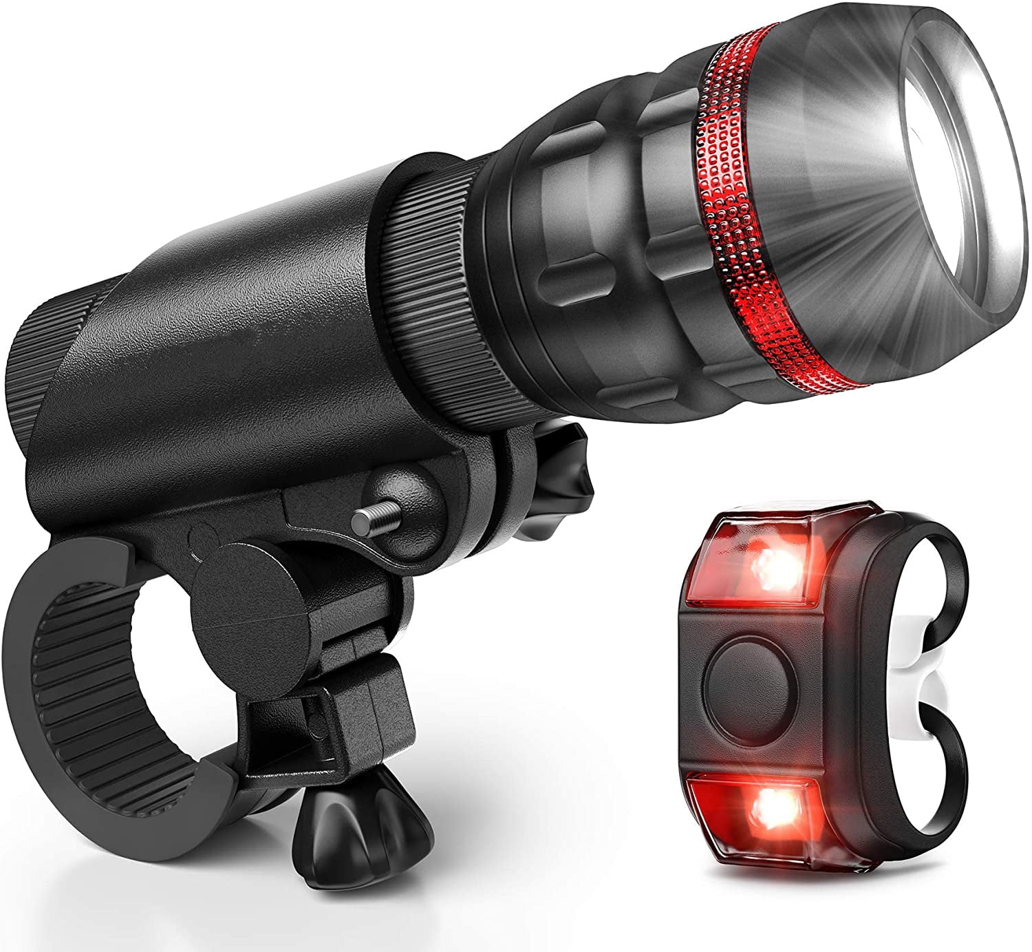 Kit éclairage Vélo Ozark Trail LED 200 Lumens - Noir Et Rouge - Neuf