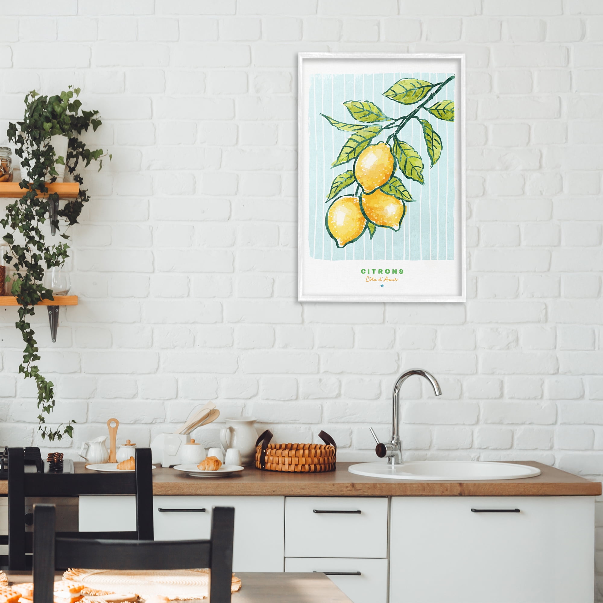 Stupell Industries Modern Bistro Lemons White Framed Giclee Art, design by Chad Barrett
