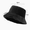 thumbnail image 6 of Eoperou Women Autumn Winter Fisherman Hat Imitation Hare Fur Plush Bucket Hat Solid Color Flat Top Wide Brim Basin Hat Streetwear, 6 of 8