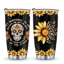 Cool Skull Sunflower Gifts Stainless Steel Insulated Tumbler Coffee Travel Mug Cup Gifts for Women Mom Gifts For Christmas Birthday Halloween Best Gifts 20 oz With Lid Mug-Proof Tumbler