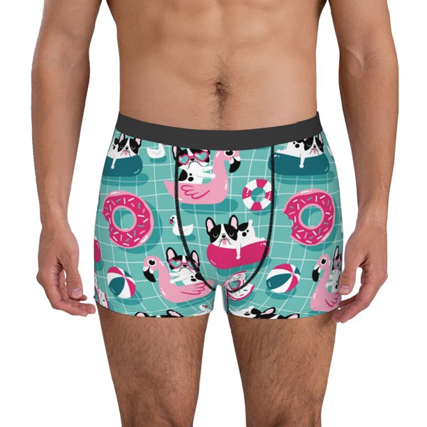 Balery Dogs With Swimming Calzoncillos bóxer para hombre, ropa interior de algodón suave y transpirable con cinturilla de nailon-Large
