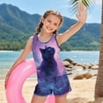 thumbnail image 4 of COEQINE Stretchy Two Piece Tankini Swimsuit for Girls, Tank Neck Top with Boyshort Sleeveless Swimwear, Beach Bathing Suit Taniki Set for Girls 10-11 Years, Black Cat Galaxy, 4 of 8