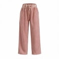 thumbnail image 4 of BUIGTTKLOP Pants for Women Drawstring High Waisted Casual Pants Striped Wide Leg Trousers with Pockets, 4 of 6