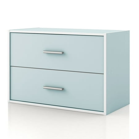 Furniture of America Brooks Stackable 2-Drawer Wood Light Blue Kids Cabinet