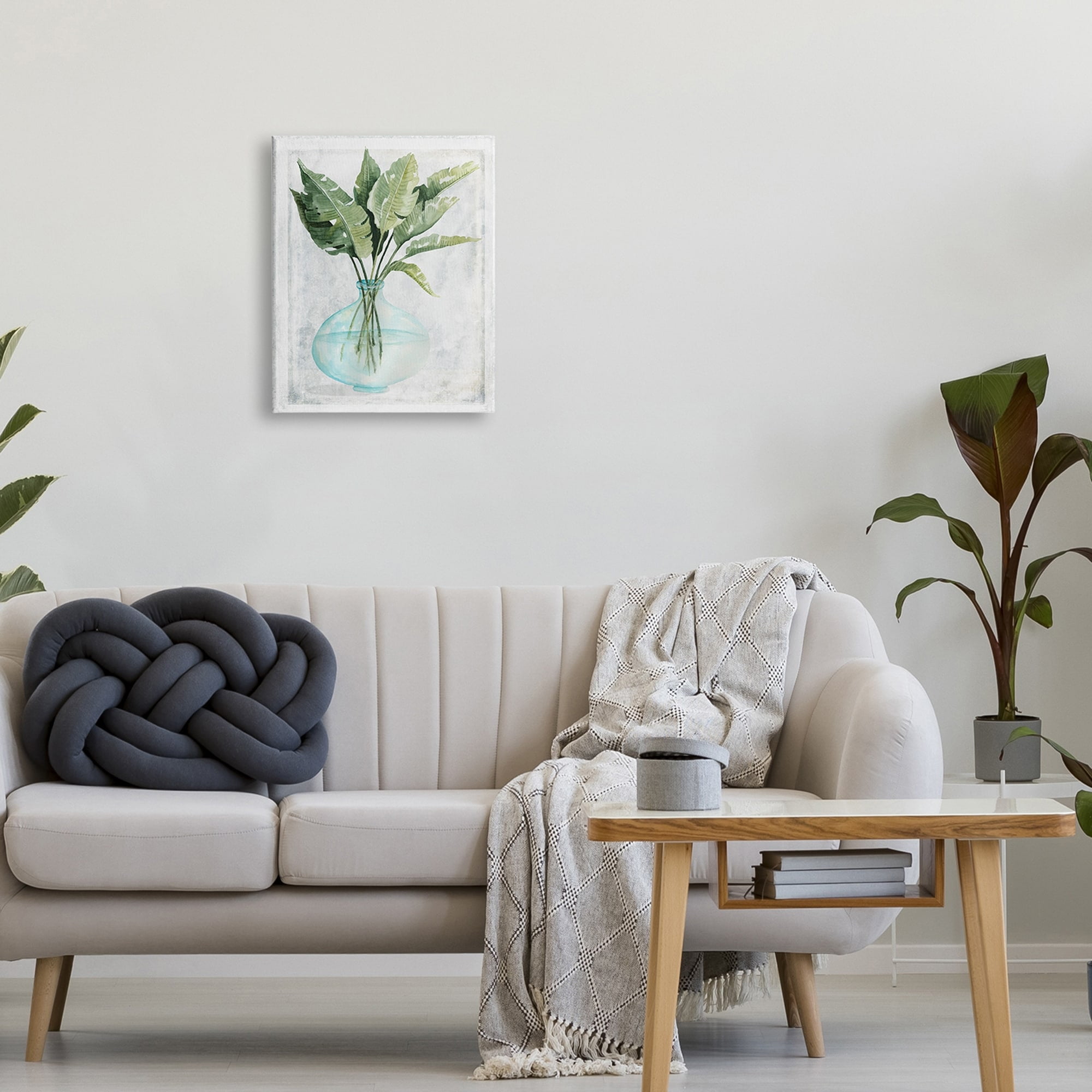 Stupell Industries Green Plant Leaves Glass Vase Rustic Illustration Modern Painting Gallery-Wrapped Canvas Print Wall Art, 24 x 30, Design by Cindy Jacobs