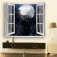 thumbnail image 3 of EREHome Open Window Moon Night Tapestry Polyester Fabric Tapestries Wall Art Hanging 60x90 Inches, 3 of 3