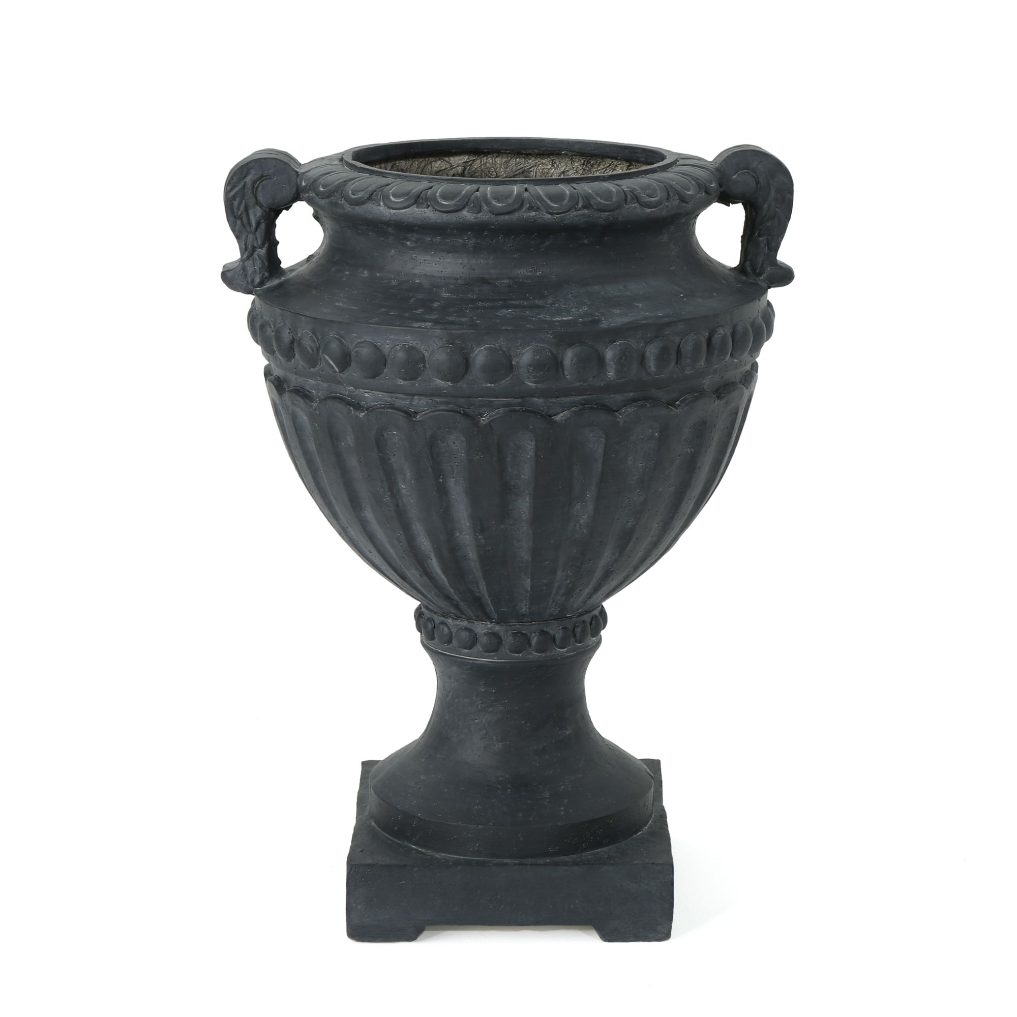 24" Antique Black Contemporary Style Outdoor Patio Planter Urn