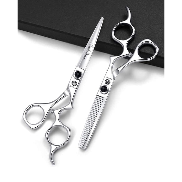 Purple Dragon 6.0 inch Japanese 440C Stainless Steel Sharp Edge Silver Hair Cutting Scissor and Shear with Bag - Perfect for Barber, Salon and Hairdresser