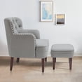 thumbnail image 2 of Kinmars Accent Chairs with Ottoman, Comfy Reading Chair for Bedroom Living Room, Upholstered Button Tufted Lounge Club Armchair and Ottoman Set(Gray), 2 of 9