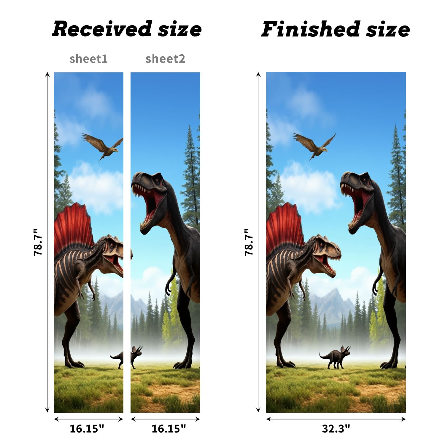 Self Adhesive Vinyl Refrigerator Wrap Set 3D Effect Dinosaurs City Spinosaurus Tyrannosaurus Rex Door Mural Removable Fridge Sticker Peel and Stick&nbsp;Full Door Cover Decal Kitchen Bar Decor
