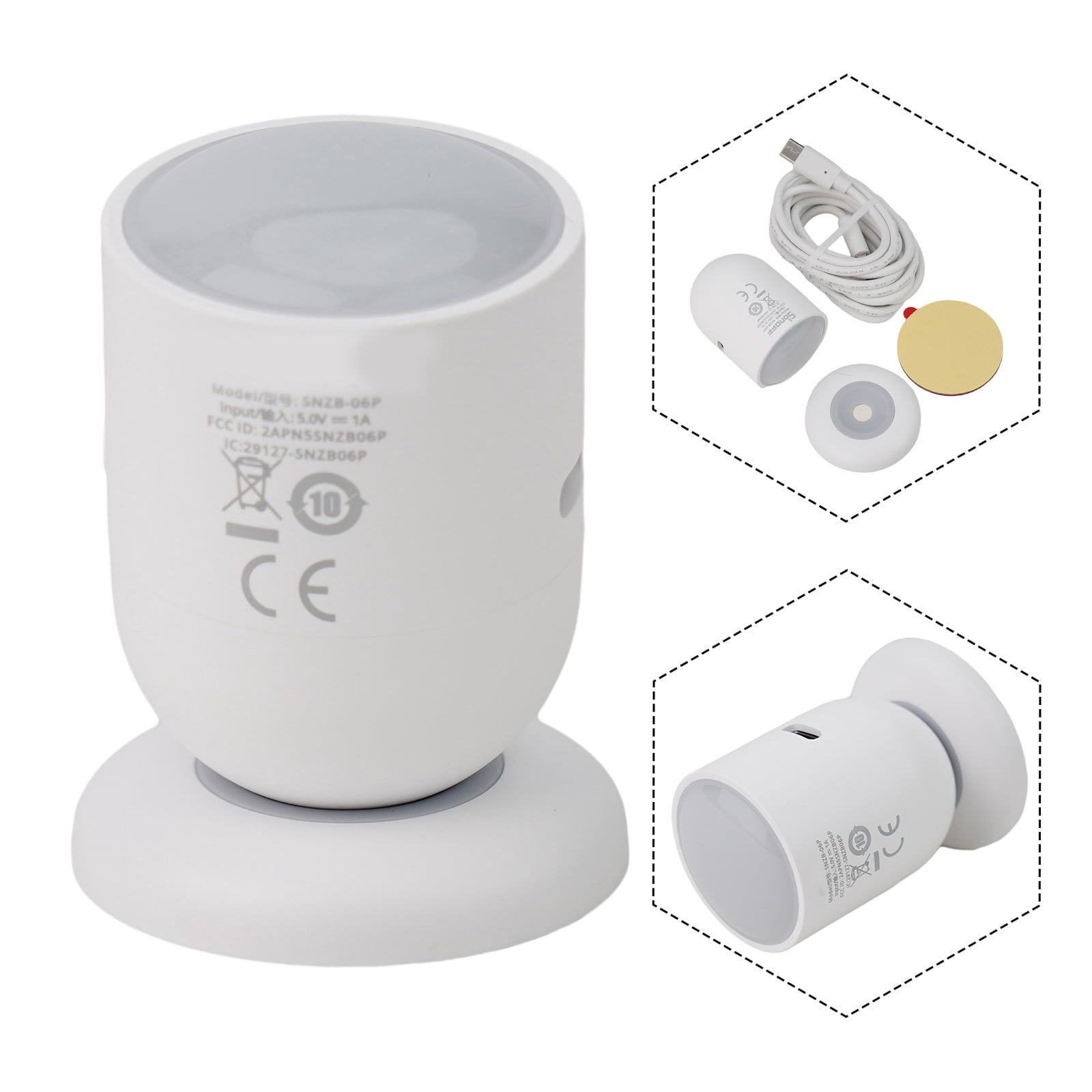 For Zigbee Sensor Snzb-06P Humansensor 44.2×44.2X59 Mm Motion Sensor Presence Sensor Rardar Detector -10℃~60℃ Durable Smile Home