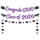 thumbnail image 1 of Yanonmyfd Black and Red Congrats Grad Banner,Class of 2026 Banner and Graduation Caps Garland,Glitter Red Graduation Decorations Banner,Pre-Strung Graduation Banner for Graduation Decorations 2026, 1 of 18