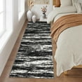 thumbnail image 3 of FairOnly Modern Non Slip Low Pile 2'x6'Runner Rug for Living Room Abstract Striped Machine Washable Stain Resistant Floor Rug for Bedroom Laundry,Black Grey, 3 of 7