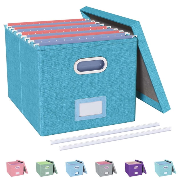 Organizador de archivos Oterri azul calamina y verde cobalto con tapa