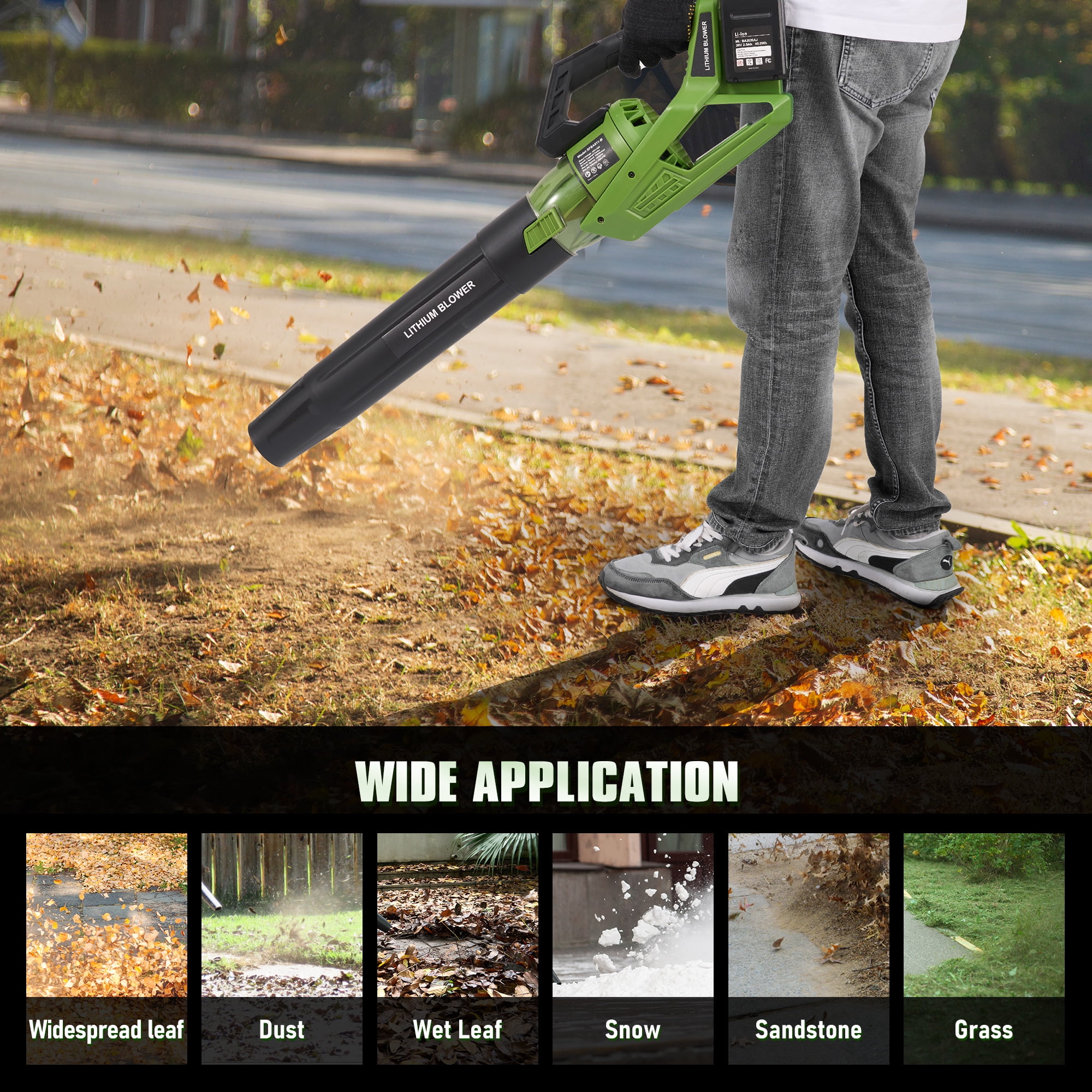 GASKY 40V 420CFM/120MPH Leaf Blower Cordless with 2 X 2.0 Battery and Charger, 5 Speed & Turbo Mode Battery Powered Leaf Blower for Lawn Care/Patio/Yard/Garden Cleaning & Snow/Dust Blowing
