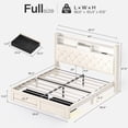 thumbnail image 4 of Full Bed Frame with Storage Headboard, Built-in Charging Station & 2 Storage Drawers, Beige Fabric Platform Bed, 4 of 8