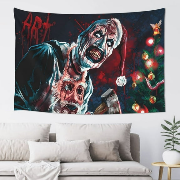 Terrifier 3 Tapestry Wall Hanging Home Decoration Wall Blanket Dormitory Living Room Bedroom Backdrop Poster( 60x40inch)