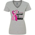thumbnail image 3 of Inktastic Breast Cancer Awareness I Support My Nana with Pink Ribbon Women's V-Neck T-Shirt, 3 of 5