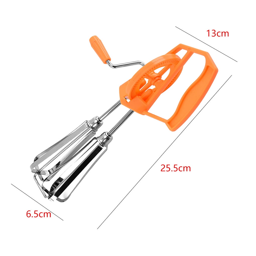 GLOGLOW Stainless Steel Rotary Hand Whip Whisk Egg Beater Mixer Cooking Tool Kitchen(Orange)