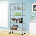 thumbnail image 6 of 5-Tier Rolling Utility Cart with Wheels, Chrome Metal Storage Shelves Unit, 35.4" L x 13.8" W x 65" H, NSF Certified, 6 of 10
