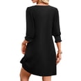 thumbnail image 6 of WIHOLL Flowy Dresses for Women Cute Solid Color 3/4 Length Sleeve Midi Dress Lightweight Casual Beach Vacation Sundresses with Pockets Black Dresses, 6 of 9