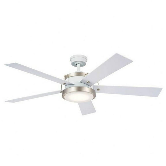 5 Blade Ceiling Fan with Light Kit in Industrial Style-14.5 inches Tall and 56 inches Wide-White Finish-White Blade Color Bailey Street Home