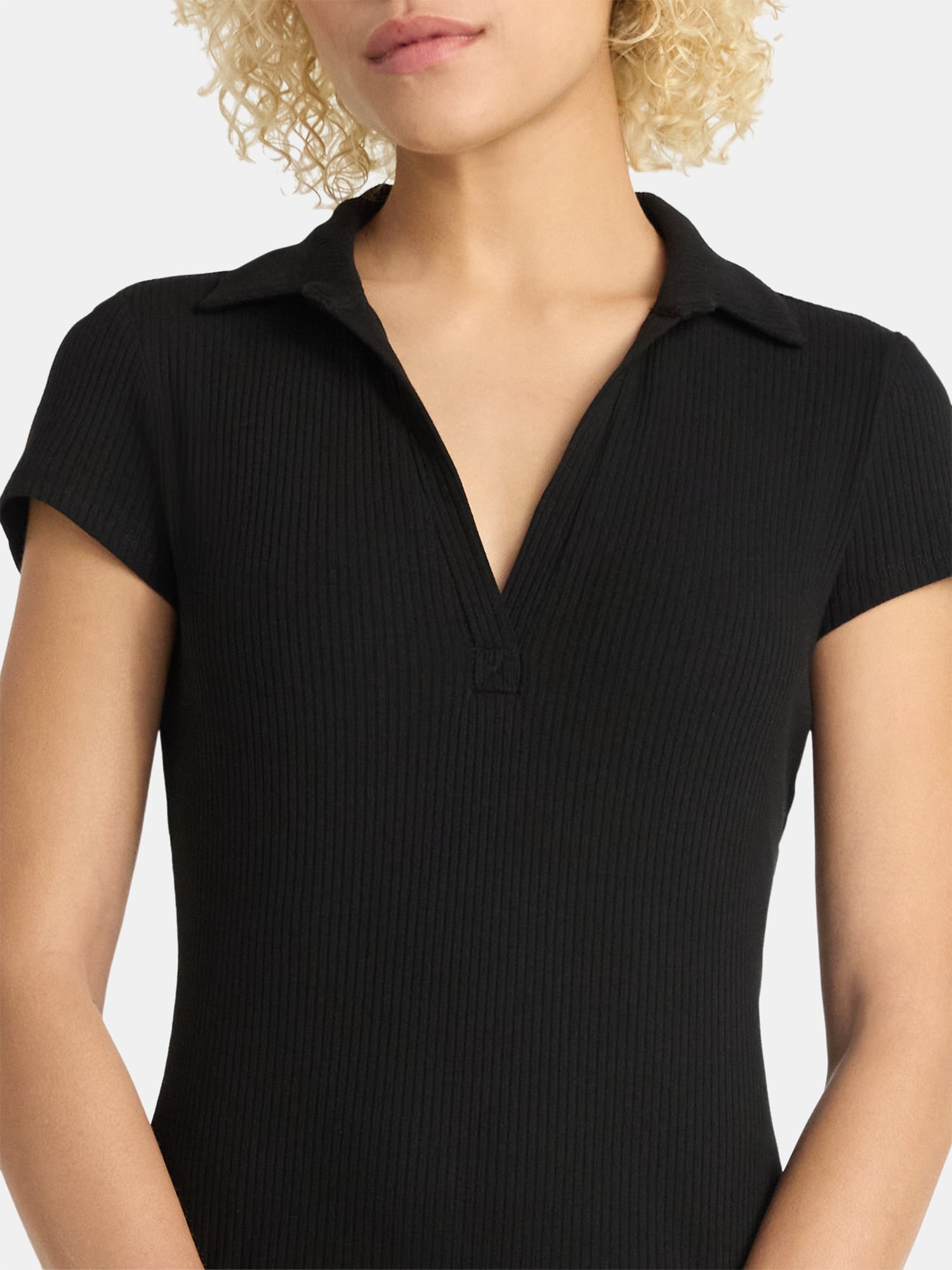 No Boundaries Ribbed Polo Mini Dress, Women’s
