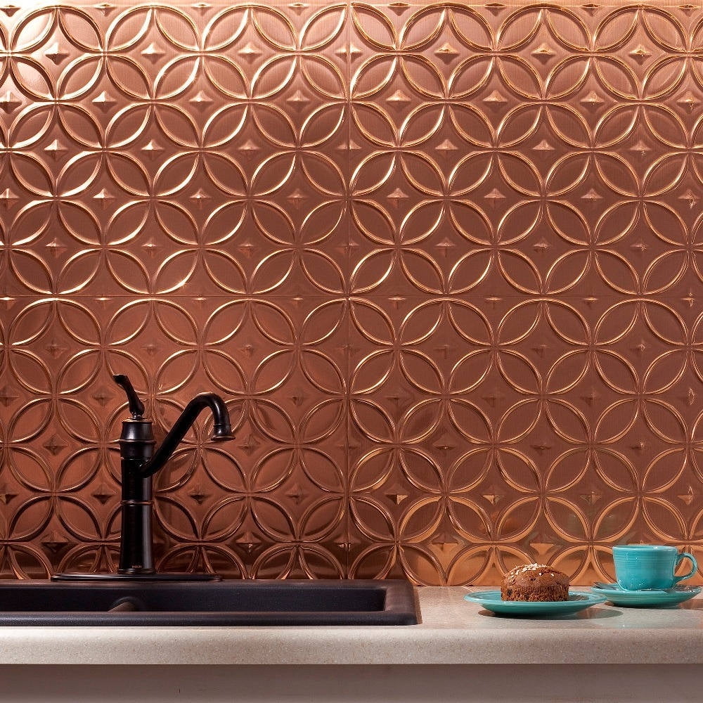 6 x 6 Sample Fasade Easy Installation Rings Antique Bronze Backsplash Panel for Kitchen and Bathrooms