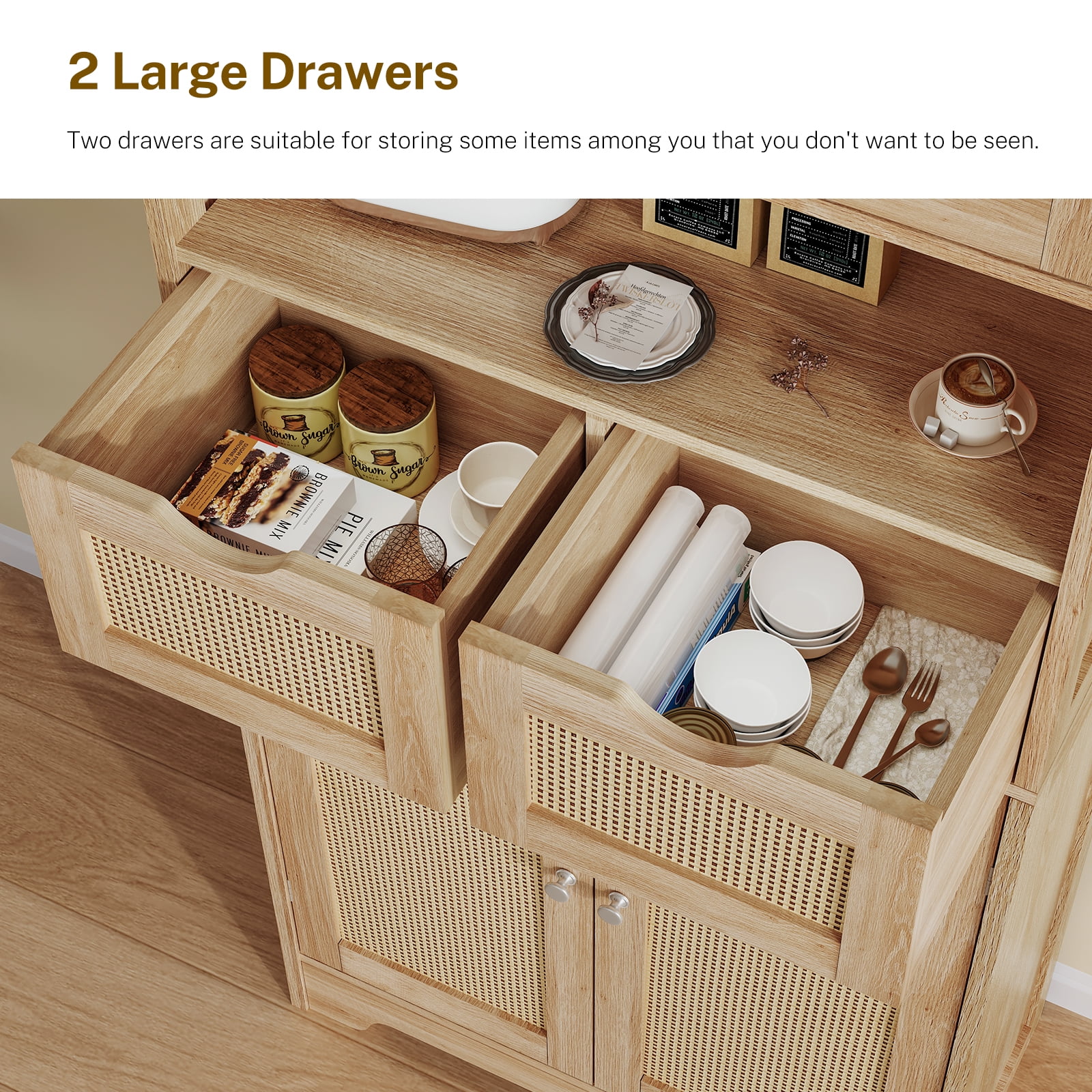 57.8" H Tall Storage Cabinet with Adjustable Shelf, Bathroom Cabinet with 2 Drawers, Linen Cabinet for Living Room, Black