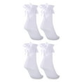 thumbnail image 4 of relayinert White Lightweight Women Lace Socks With Bow For Chic Look Stretchy Opaque Ruffle Lace Socks 2Set, 4 of 6