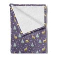 thumbnail image 2 of Christmas Soft Flannel Fleece Blanket, Christmas Themed Winter Snow Feather Deer and Pine Tree Composition, Cozy Plush for Indoor and Outdoor Use, 70" x 90", Mustard and Purple Grey, by Ambesonne, 2 of 5
