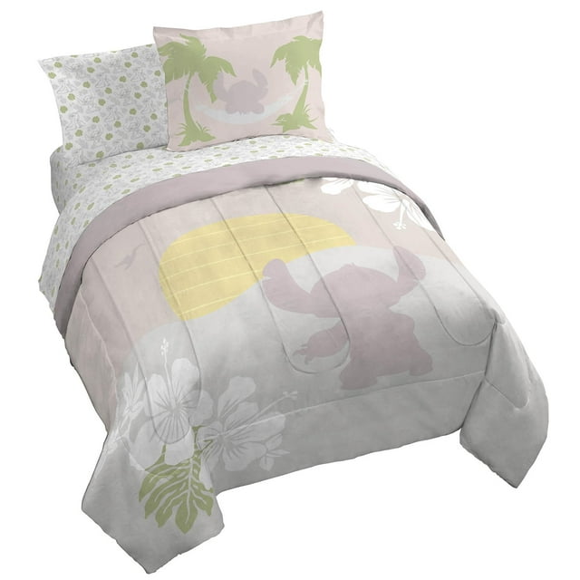 Jay Franco Disney Lilo et Stitch Ensemble de Couette Format Grand - Literie 7 Pcs Comprend Ensemble de Draps et Housses d'Oreiller - Literie Super Douce et Confortable