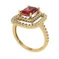 thumbnail image 2 of 2.62 ctw with Simulated Diamond Halo Accents Anniversary Ring for Women | Emerald Cut Natural Garnet | Hyperallergenic Solid 18K Yellow Gold, 2 of 5