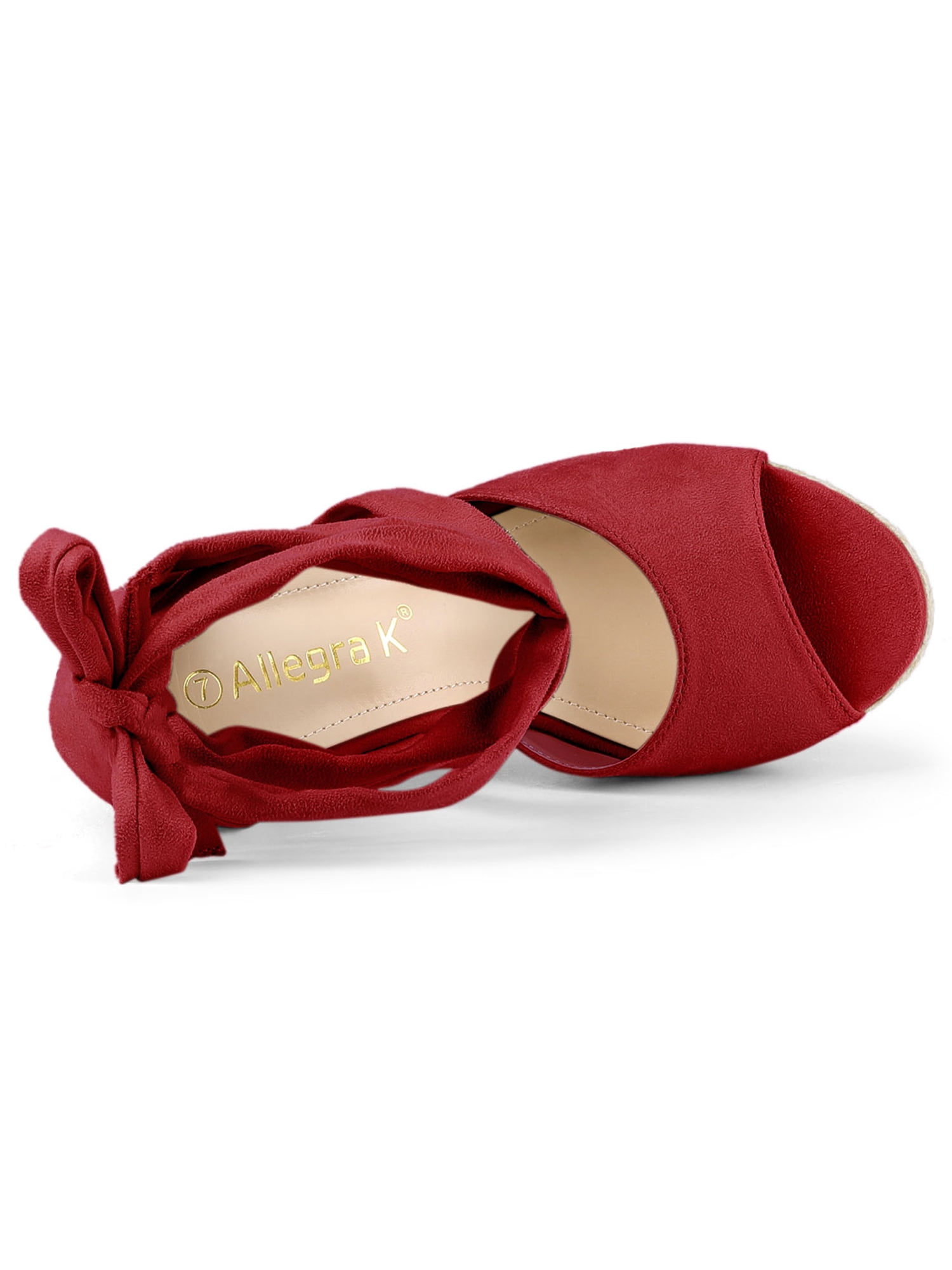 DARING DIVA Women's Lace Up Espadrilles Platform Wedges Sandals Red 7.5