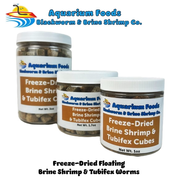 Brine Shrimp & Tubifex Worms - Freeze-Dried for Discus, Cichlids, Koi, Pond Fish, Aquatic Turtles, All Tropicals & Marines - 1oz Sm Round Jar