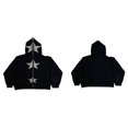 thumbnail image 4 of Womens Oversized Rhinestone Star Pattern Hoodie Long Sleeve Zipper Hooded Autumn Sweatshirt Coat Outwear, 4 of 5