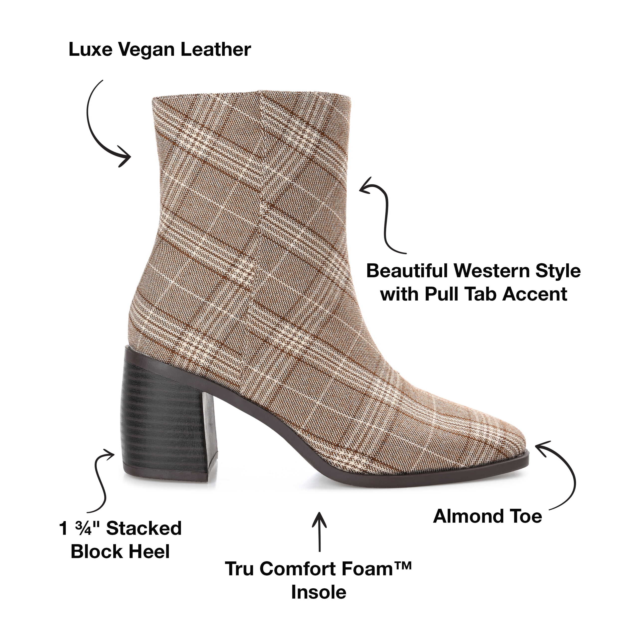 Journee Womens Sloann Inside Zip Stacked Heel Booties