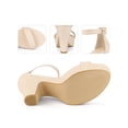 thumbnail image 2 of BLISSFUL STEP Platform Chunky Heel Sandals for Women Beige 7.5, 2 of 7