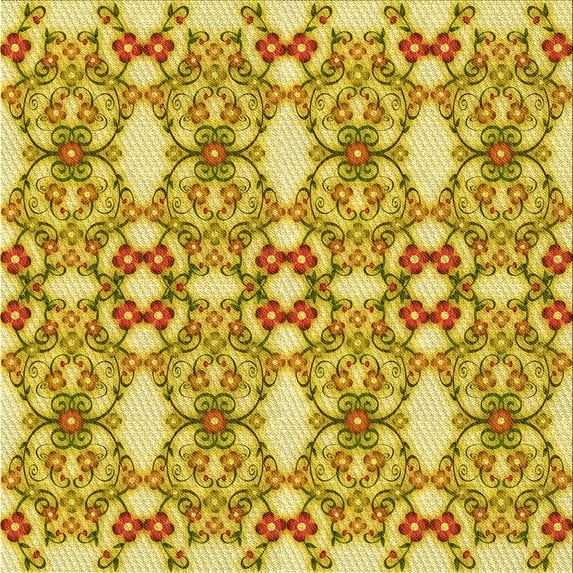 Ahgly Company Indoor Square Patterned Bold Yellow Area Rugs, 5' Square