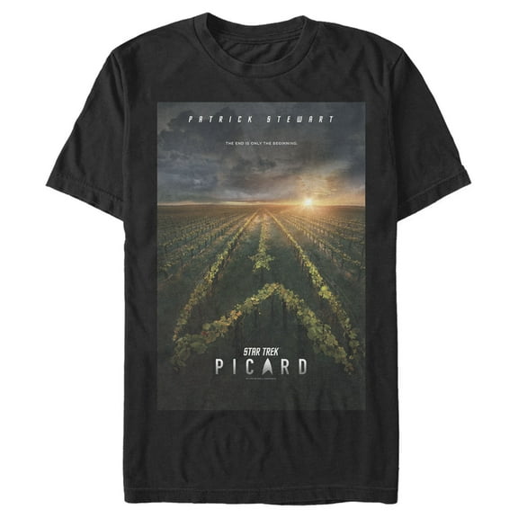 Men's Star Trek: Picard The End Is Only The Beginning Poster Graphic Tee Black X Large