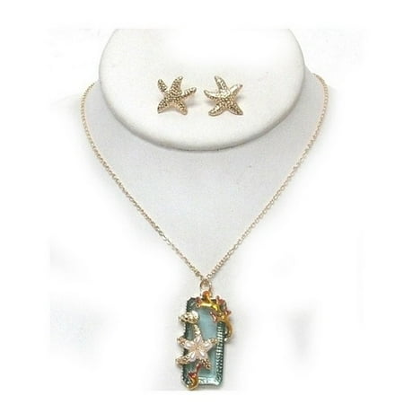 Starfish Aquamarine Necklace And Earring Set Starfish Aquamarine Necklace And Earring Set