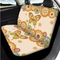 thumbnail image 3 of Qpednta Yellow Butterfly Floral 14 Pcs Auto Seat Cover Sets and Car Headrest Cover Cars Steering Wheel Cover Center Console Cover Seat Belt Pads Keychain Elastic Soft Suitable for Cars SUVs, 3 of 6