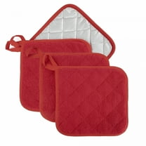 ACDANC 4 Pack Pot Holders for Kitchen Heat Resistant Pot Holders Sets Oven Hot Pads Terry Cloth Pot Holders for Cooking Baking (7"*7",RED)