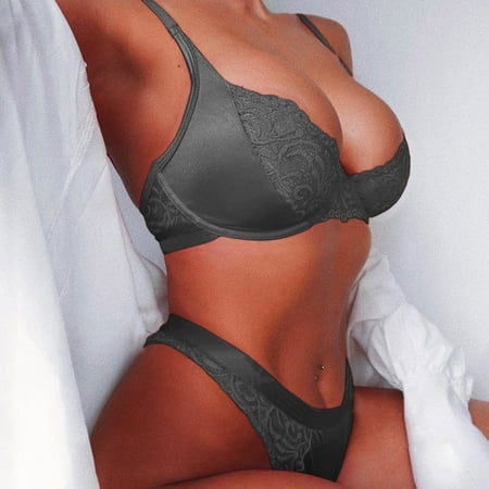 

Kiplyki Wholesale Women Sexy Lingerie Lace Flowers Push Up Top Bra Pants Underwear Set Sleepwear