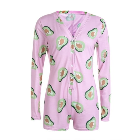 

Calsunbaby Women One Piece Pajamas Casual V Neck Romper Long Sleeve Jumpsuit