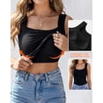 thumbnail image 3 of CHICME Womens Tank Tops With Built In Bras U-Neck Sleeveless Vest Elastic Slim Fit Shapewear Camisole Black-L, 3 of 9