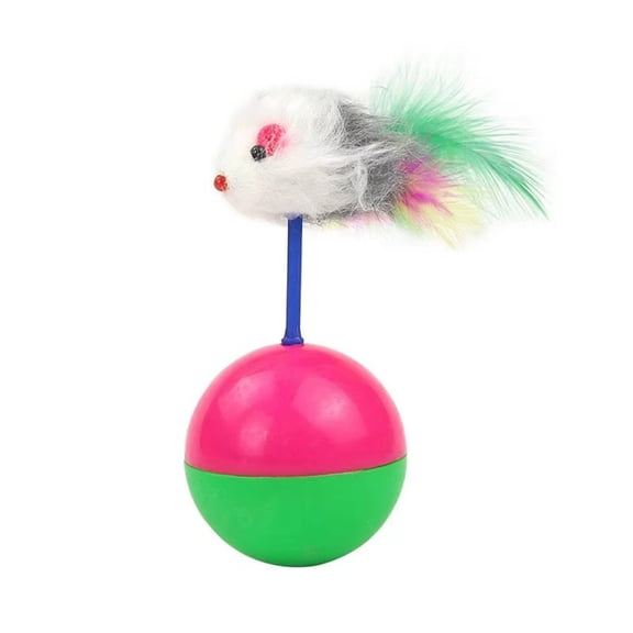 Cat Toy Interactive Cat Toy with Feather Mouse and Rolling Ball, Fun Pet Toy for Indoor Cats, Exercise and Entertainment Ball Toy Interactive Pet Toys Squeaky Animals, Toys for Cats to Play Alone Ind