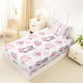 thumbnail image 4 of Erosebridal Pink Rose Flower Twin Sheet Sets, Kawaii Cat Lover Bedding, 3pcs, 4 of 5
